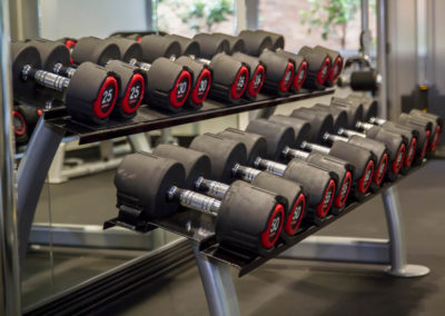 Fitness center with free weights in Center City Philadelphia apartments